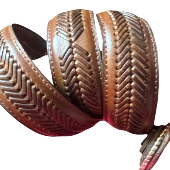 Nocona Western Cinch Strap Top Handle Ranger Woven Leather Belt Silver Buckle - Picture 7 of 16